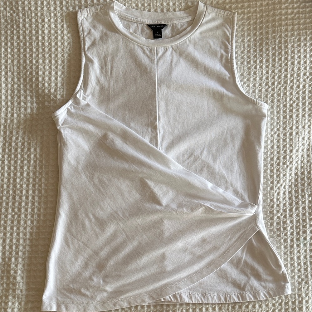 Ann Taylor White Sleeveless Top